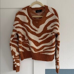 Sandro Zebra Pattern Brown and Cream Sweater